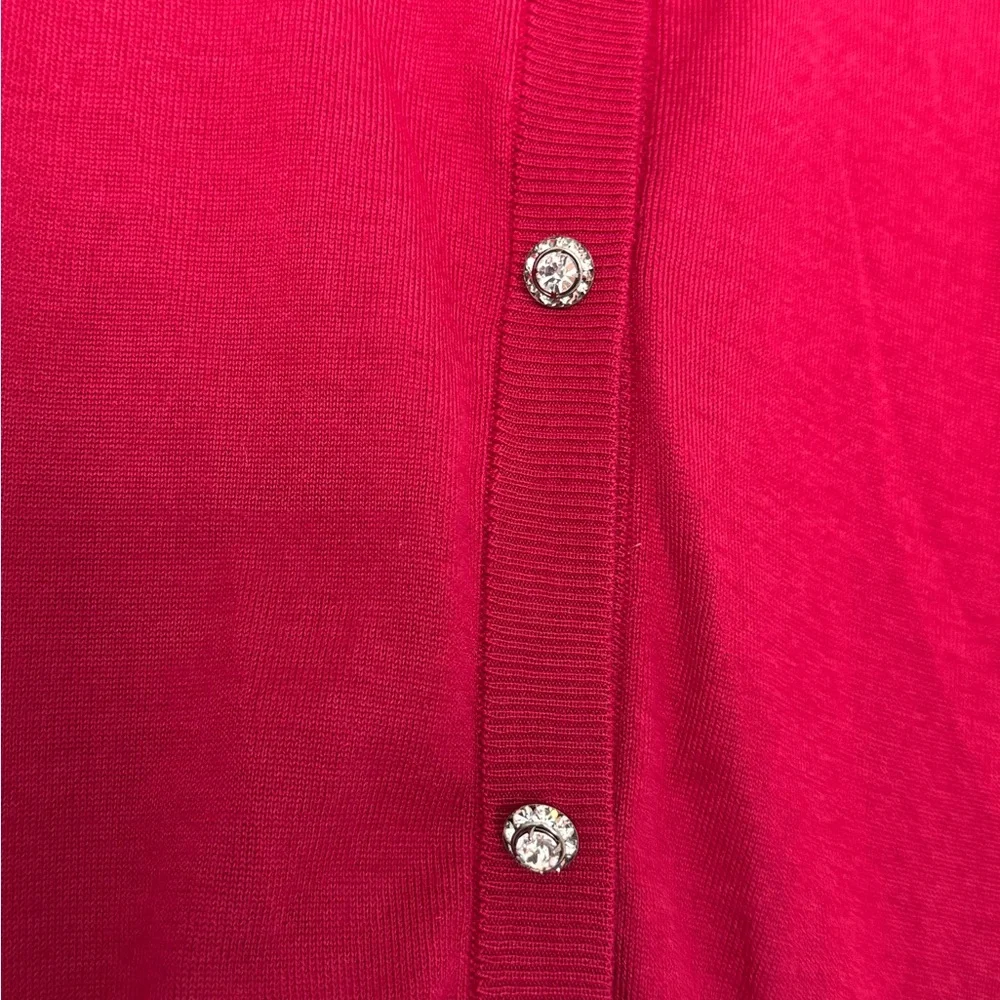 Dolce & Gabbana Raspberry Short Sleeve Cropped Cardigan with Diamond Buttons - Picture 3 of 9